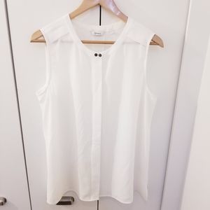 White Blouse Top Sleeveless Flowy